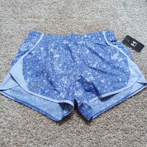 Under Armour Running Shorts Womens M Blue New Fly By 2.0 Splatter Mesh Athletic